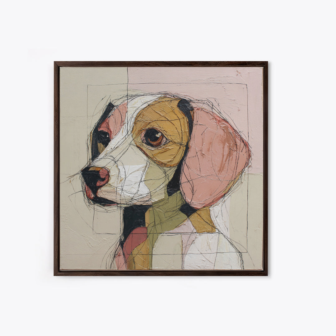 Continuous Line Dog Portrait Framed Canvas Print, Line Art, Contemporary Art, Living Room Decor, Fine Art, Line, Boho Wall Art, LIN-1x1-61
