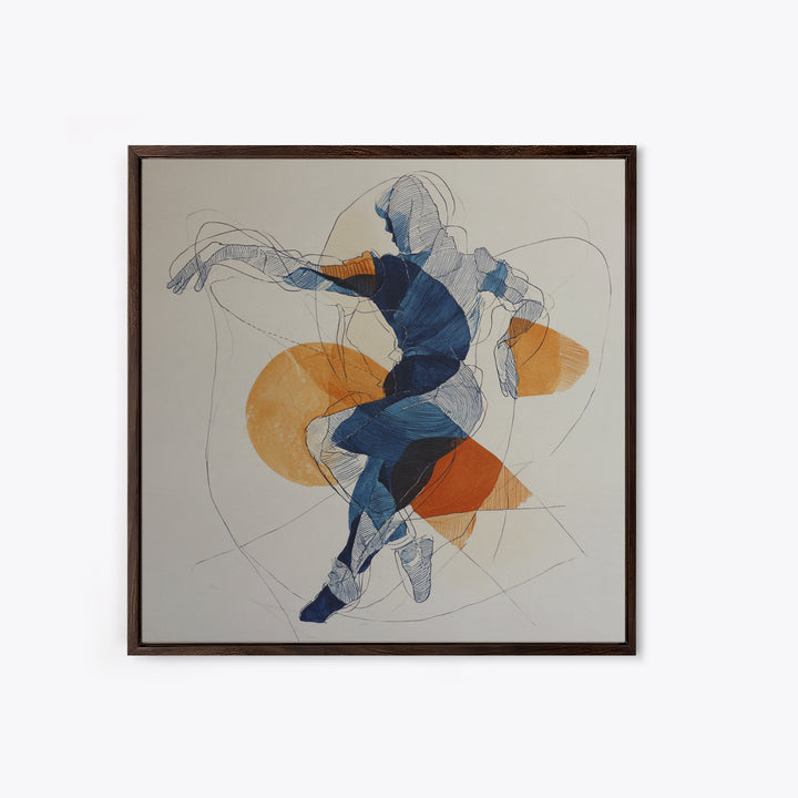 Continuous Line Dancer Framed Canvas Print, Line Art, Boho Wall Decor, Living Room Decor, Fine Art, Line, Black and White Art, LIN-1x1-7