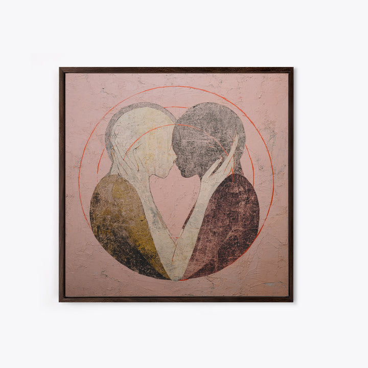 Single Line Couple Embracing Softly Framed Canvas Print, Line Art, Room Decor, Living Room Decor, Abstract Art, Line, LIN-1x1-74