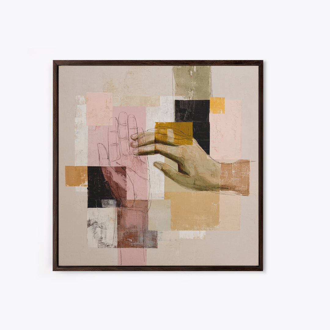 Two Hands Nearly Touching Canvas Print, Line Art, Canvas Art, Living Room Decor, Line, Jesus Wall Art, Gallery Wall Art, LIN-1x1-77
