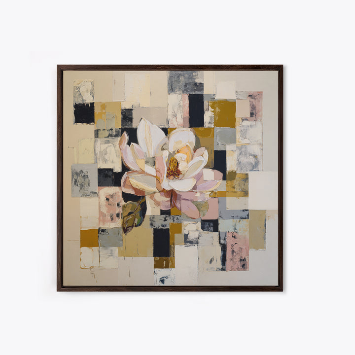 Face and Flower Blended into One Contour Framed Canvas Print, Line Art, Digital Wall Art, Living Room Decor, Oil Painting, Line, LIN-1x1-8