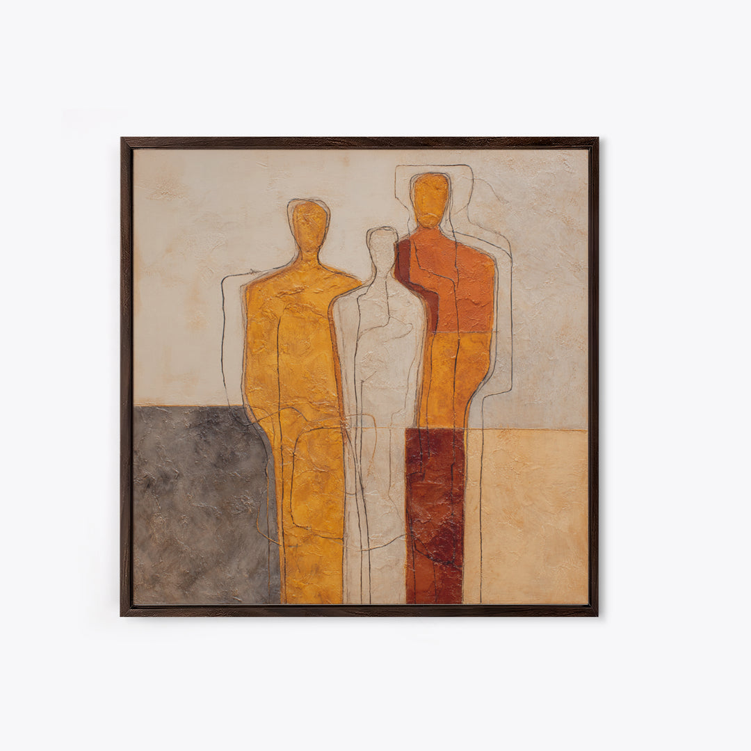 Abstract Family Figures Framed Canvas Print, Line Art, Digital Wall Art, Living Room Decor, Fine Art, Line, Minimalist Wall Art, LIN-1x1-96