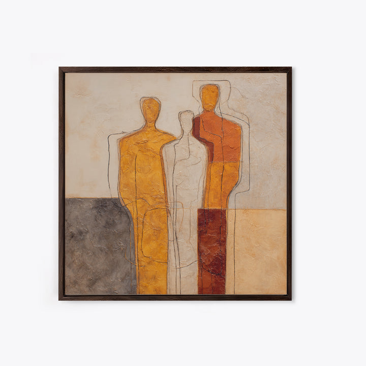Abstract Family Figures Framed Canvas Print, Line Art, Digital Wall Art, Living Room Decor, Fine Art, Line, Minimalist Wall Art, LIN-1x1-96