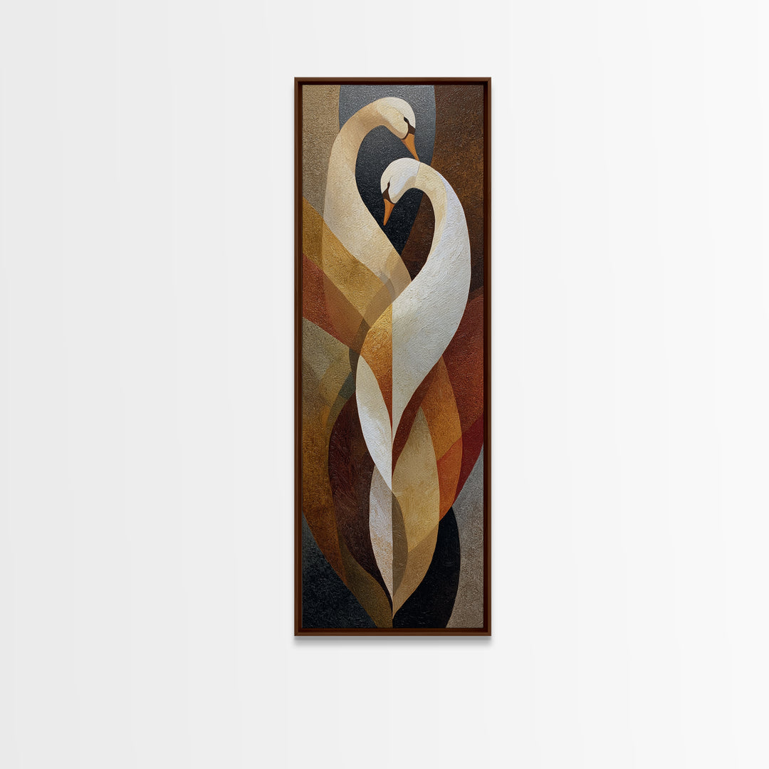 Two Swans Forming a Heart Shape Canvas Print, Line Art, Luxury Decor, Living Room Decor, Fine Art, Line, Printable, LIN-1x3-100