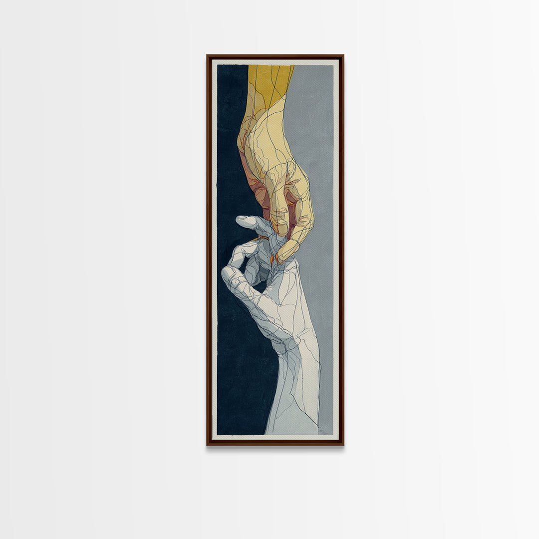 Two Hands Nearly Touching Canvas Print, Line Art, Canvas Art, Living Room Decor, Line, Jesus Wall Art, Gallery Wall Art, LIN-1x3-17