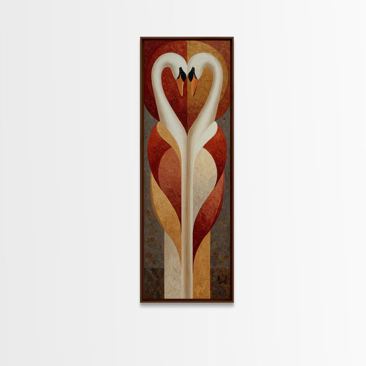 Two Swans Forming a Heart Shape Canvas Print, Line Art, Wall Art Print, Living Room Decor, Abstract Art, Line, Gallery Wall Set, LIN-1x3-28