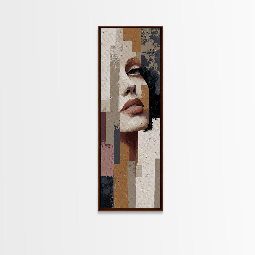 Abstract Lips and Hand Fashion Sketch Framed Canvas Print, Line Art, Statement Artwork, Living Room Decor, Abstract Art, Line, LIN-1x3-30