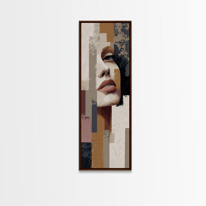 Abstract Lips and Hand Fashion Sketch Framed Canvas Print, Line Art, Statement Artwork, Living Room Decor, Abstract Art, Line, LIN-1x3-30