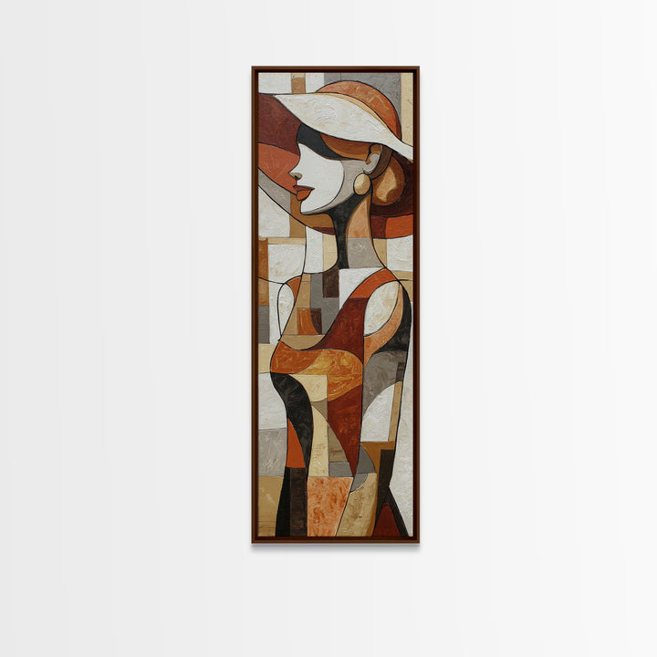 Line Drawing of a Woman Framed Canvas Print, Line Art, Bird Wall Art, Living Room Decor, Fine Art, Line, Textured Painting, LIN-1x3-31