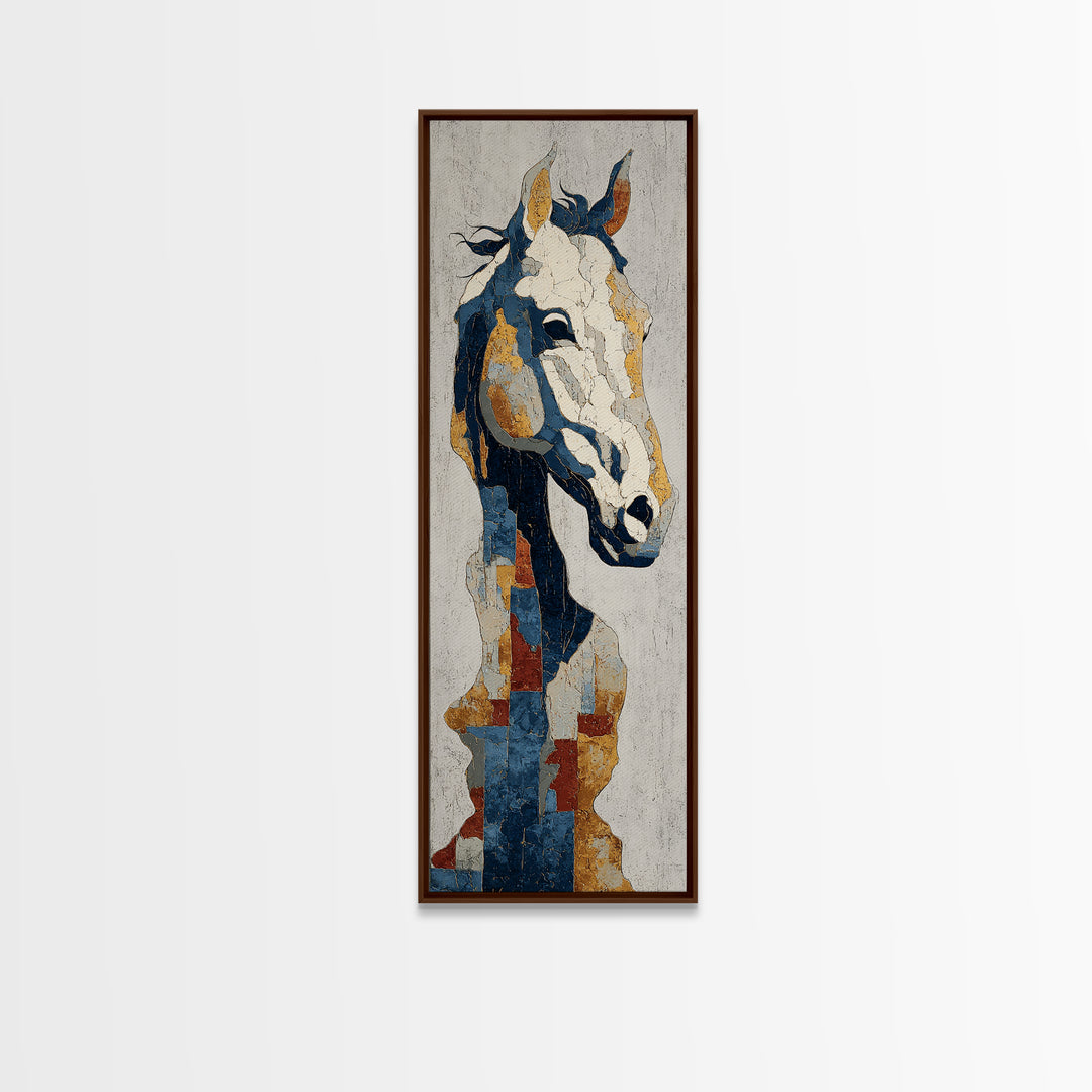 Abstract Horse Formed from Graceful Contour Framed Canvas Print, Line Art, Black and White Art, Living Room Decor, Abstract Art, LIN-1x3-64