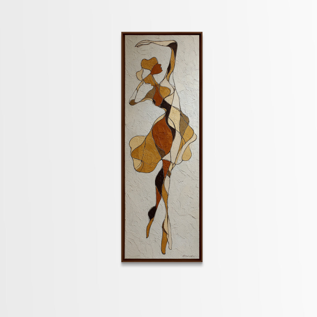 Continuous Line Dancer Framed Canvas Print, Line Art, Decor, Living Room Decor, Fine Art, Line, Living Room Wall Art, LIN-1x3-91
