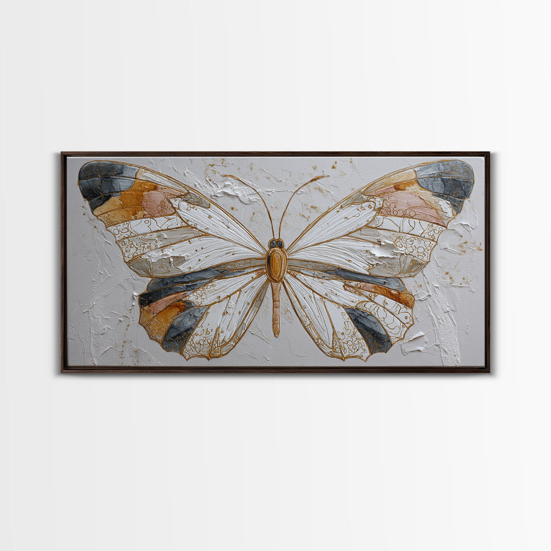 Line Art Butterfly Framed Canvas Print, Line Art, Wall Art, Living Room Decor, Abstract Art, Line, Wall Art Print, LIN-2x1-18