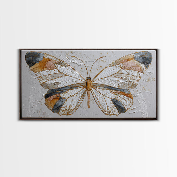 Line Art Butterfly Framed Canvas Print, Line Art, Wall Art, Living Room Decor, Abstract Art, Line, Wall Art Print, LIN-2x1-18