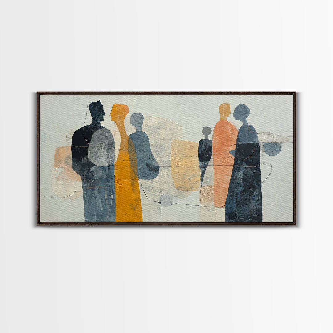 Abstract Family Figures Canvas Print, Line Art, Minimalist Decor, Living Room Decor, Line, Boho Wall Art, Wall Art Print, LIN-2x1-44