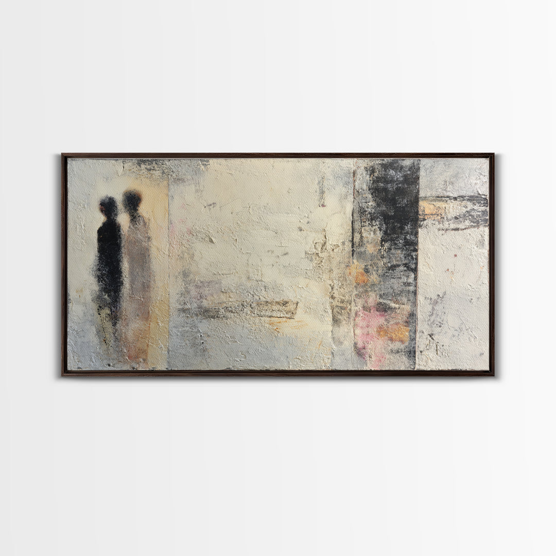Single Line Couple Embracing Softly Framed Canvas Print, Line Art, Printable Wall Art, Living Room Decor, Fine Art, Line, LIN-2x1-46
