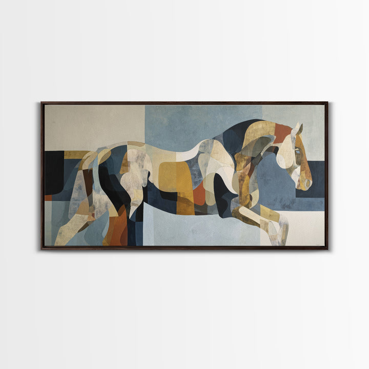 Abstract Horse Formed from Graceful Contour Canvas Print, Line Art, Custom Portrait, Living Room Decor, Abstract Art, Line, LIN-2x1-48