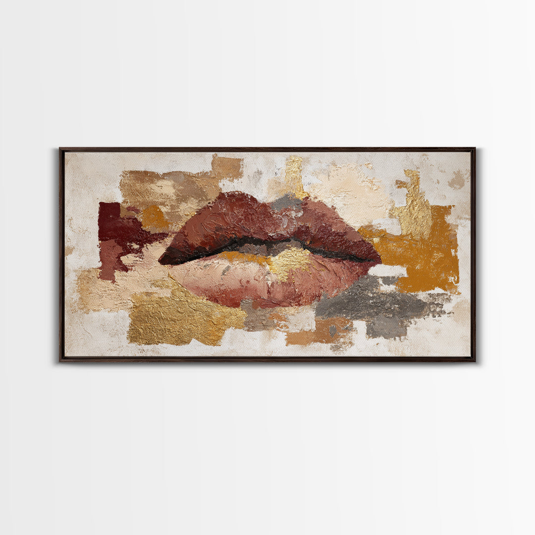 Abstract Lips and Hand Fashion Sketch Canvas Print, Line Art, Custom Portrait, Living Room Decor, Abstract Art, Line, LIN-2x1-62