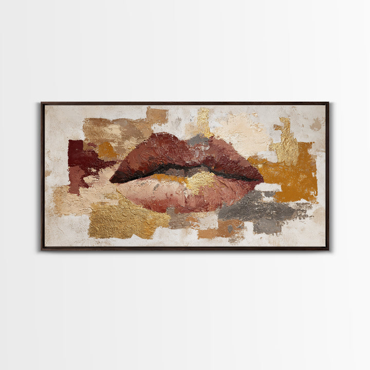 Abstract Lips and Hand Fashion Sketch Canvas Print, Line Art, Custom Portrait, Living Room Decor, Abstract Art, Line, LIN-2x1-62