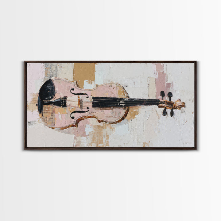 Single Line Violin and Bow Framed Canvas Print, Line Art, Statement Artwork, Living Room Decor, Fine Art, Line, Custom Portrait, LIN-2x1-67