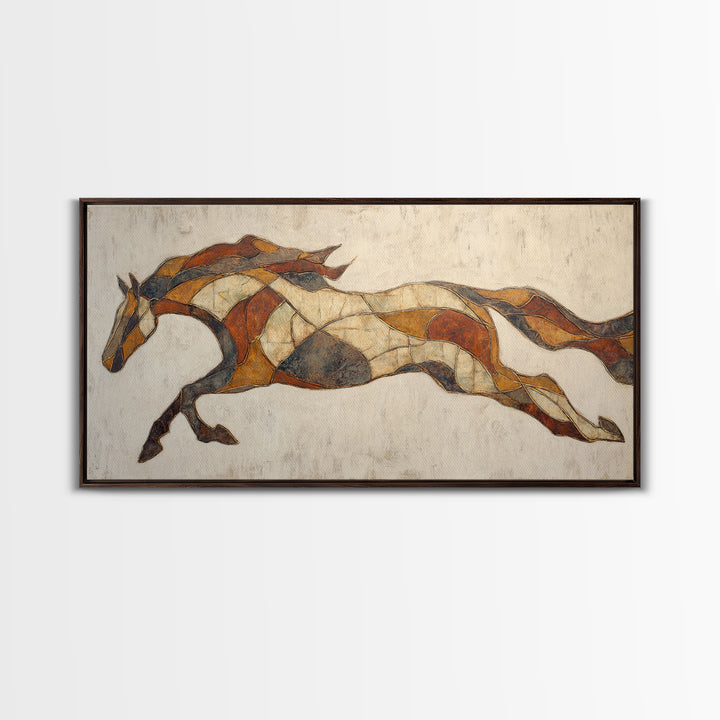 Abstract Horse Formed from Graceful Contour Framed Canvas Print, Line Art, Living Room Decor, Abstract Art, Line, LIN-2x1-72