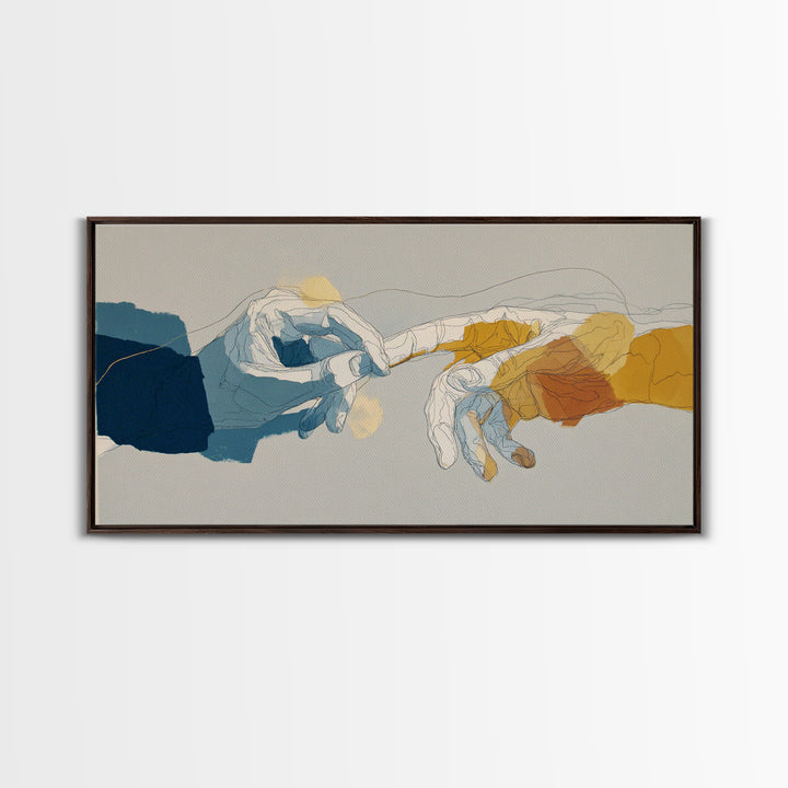 Two Hands Nearly Touching Canvas Print, Line Art, Minimalist Wall Art, Living Room Decor, Abstract Art, Line, Fine Art Print, LIN-2x1-73