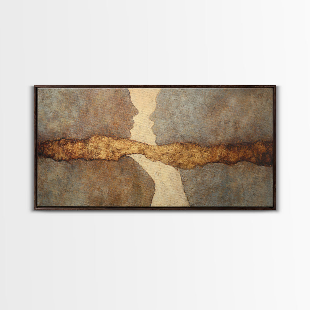 Single Line Couple Embracing Softly Canvas Print, Line Art, Wall Art Print, Living Room Decor, Fine Art, Line, Gallery Wall Set, LIN-2x1-94