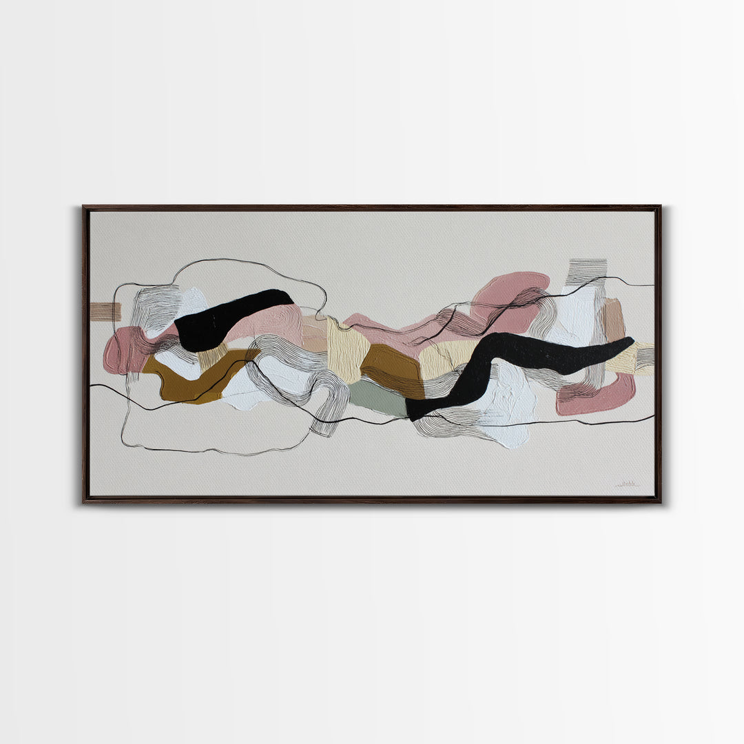 Continuous Line Dancer Framed Canvas Print, Line Art, Gallery Wall Art, Living Room Decor, Abstract Art, Line, LIN-2x1-99