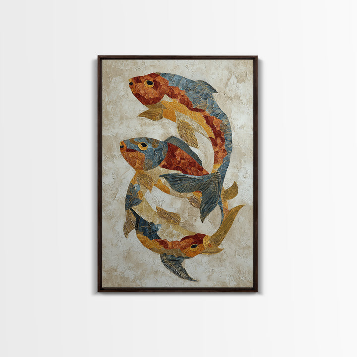 Continuous Line Fish Framed Canvas Print, Line Art, Boho Decor, Living Room Decor, Abstract Art, Line, Minimalist Art, LIN-2x3-100