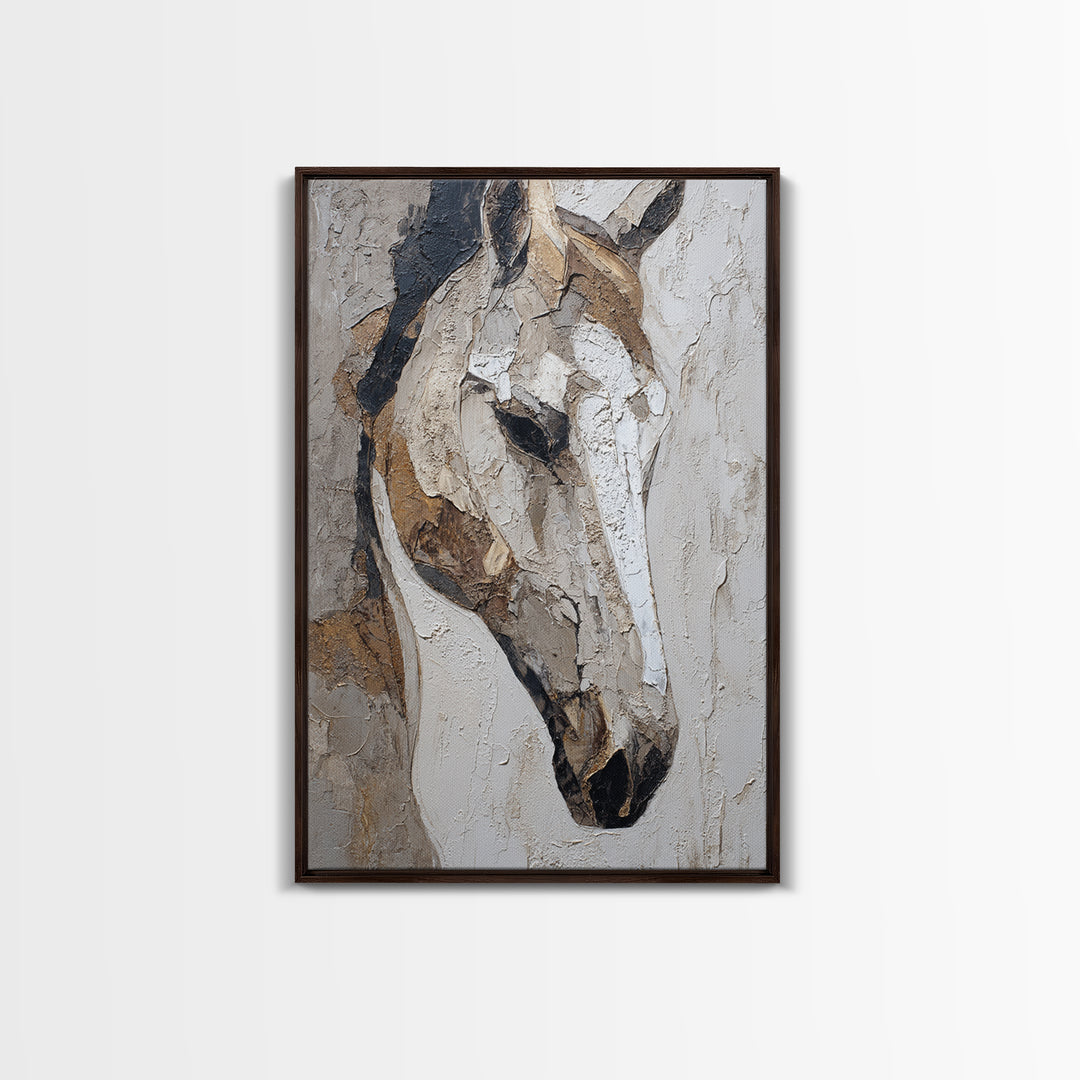 Abstract Horse Formed from Graceful Contour Framed Canvas Print, Line Art, Boho Decor, Living Room Decor, Fine Art, Line, LIN-2x3-12