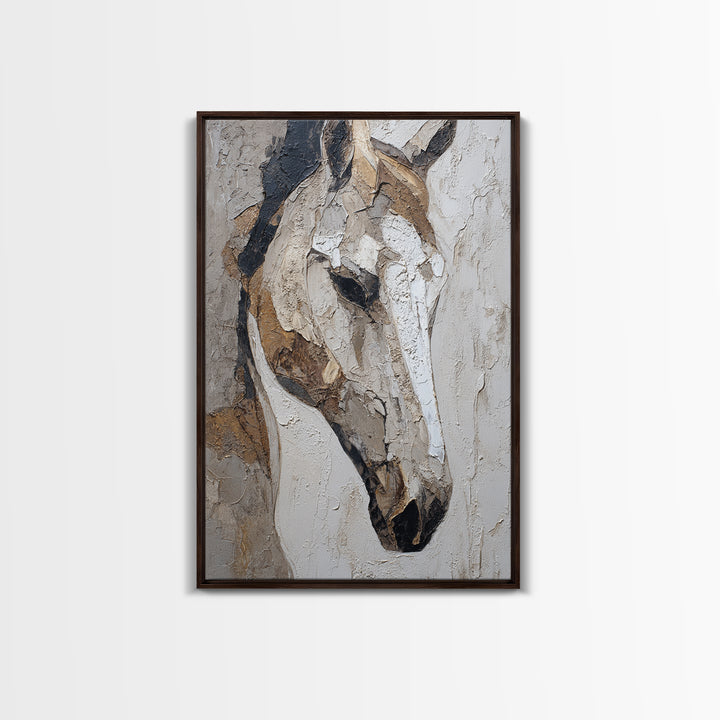 Abstract Horse Formed from Graceful Contour Framed Canvas Print, Line Art, Boho Decor, Living Room Decor, Fine Art, Line, LIN-2x3-12