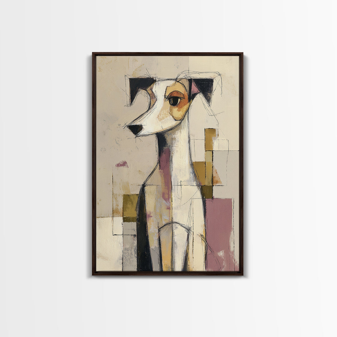 Continuous Line Dog Portrait Framed Canvas Print, Line Art, Boho Wall Decor, Living Room Decor, Line, Black and White Art, LIN-2x3-21