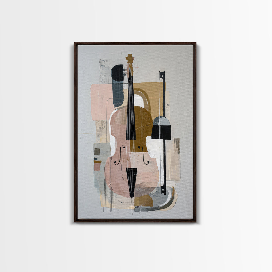 Single Line Violin and Bow Framed Canvas Print, Line Art, Modern Art, Living Room Decor, Fine Art, Line, Neutral Decor, LIN-2x3-55