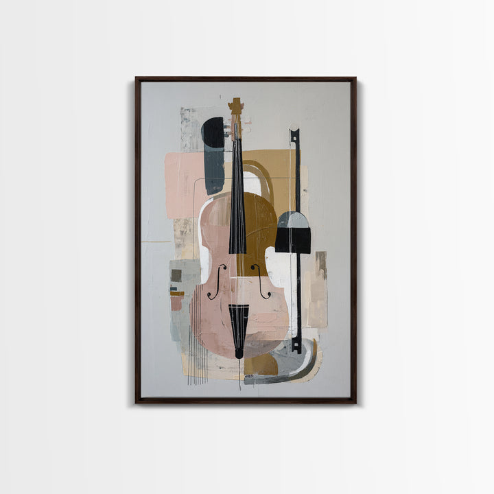 Single Line Violin and Bow Framed Canvas Print, Line Art, Modern Art, Living Room Decor, Fine Art, Line, Neutral Decor, LIN-2x3-55