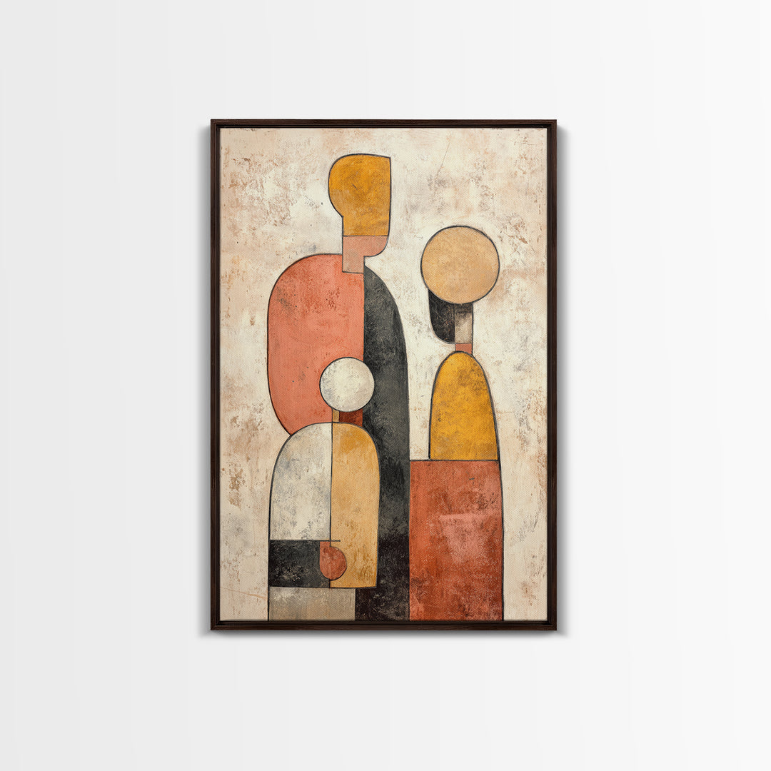 Abstract Family Figures Framed Canvas Print, Line Art, Printable Wall Art, Living Room Decor, Fine Art, Line, Modern Art, LIN-2x3-56