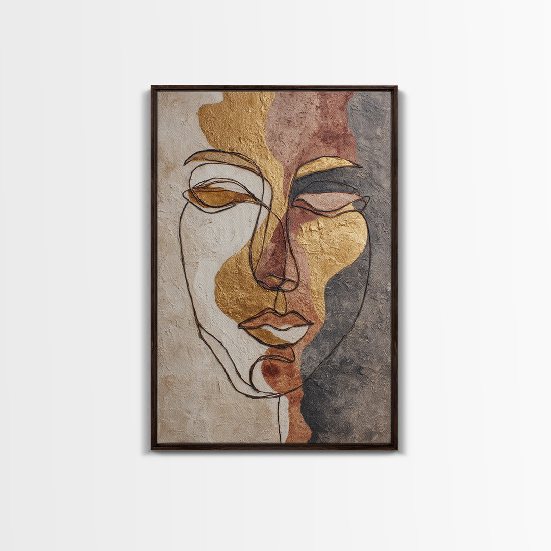 Continuous Line Female Face Canvas Print, Line Art, Modern Decor, Living Room Decor, Fine Art, Line, Contemporary Art, LIN-2x3-57