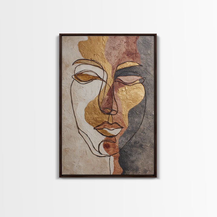 Continuous Line Female Face Canvas Print, Line Art, Modern Decor, Living Room Decor, Fine Art, Line, Contemporary Art, LIN-2x3-57