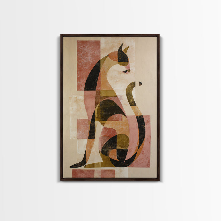 Monoline Cat Stretching Canvas Print, Line Art, Living Room Wall Art, Living Room Decor, Fine Art, Line, Aesthetic Prints, LIN-2x3-62