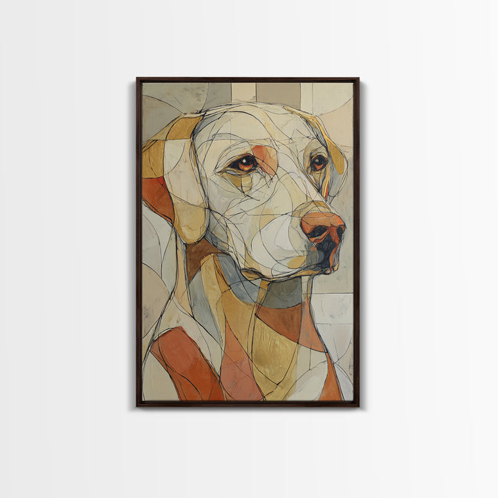 Continuous Line Dog Portrait Framed Canvas Print, Line Art, Bird Wall Art, Living Room Decor, Fine Art, Line, Textured Painting, LIN-2x3-69