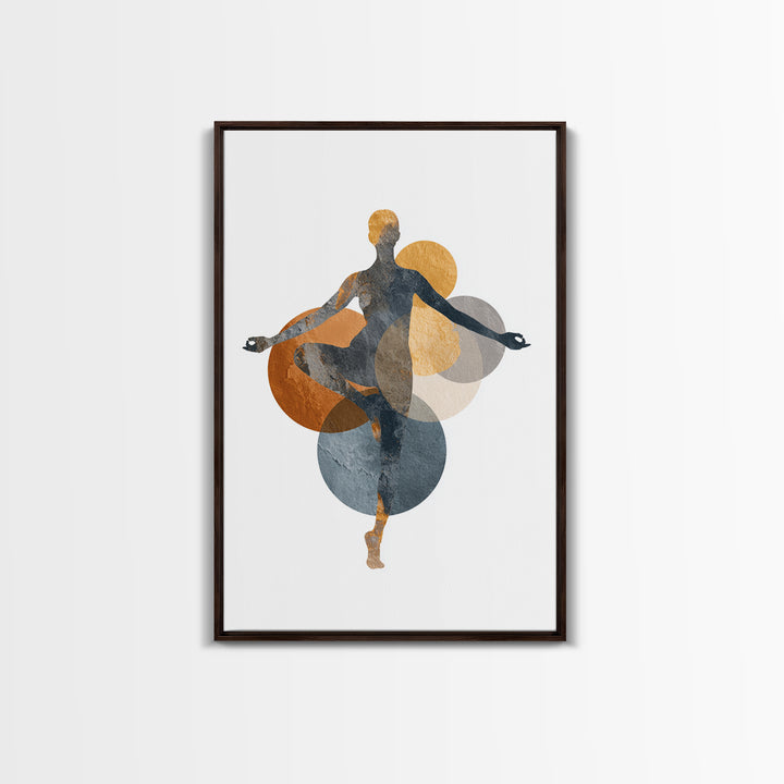 Single Line Yoga Pose Framed Canvas Print, Line Art, Black and White Art, Living Room Decor, Abstract Art, Line, LIN-2x3-73