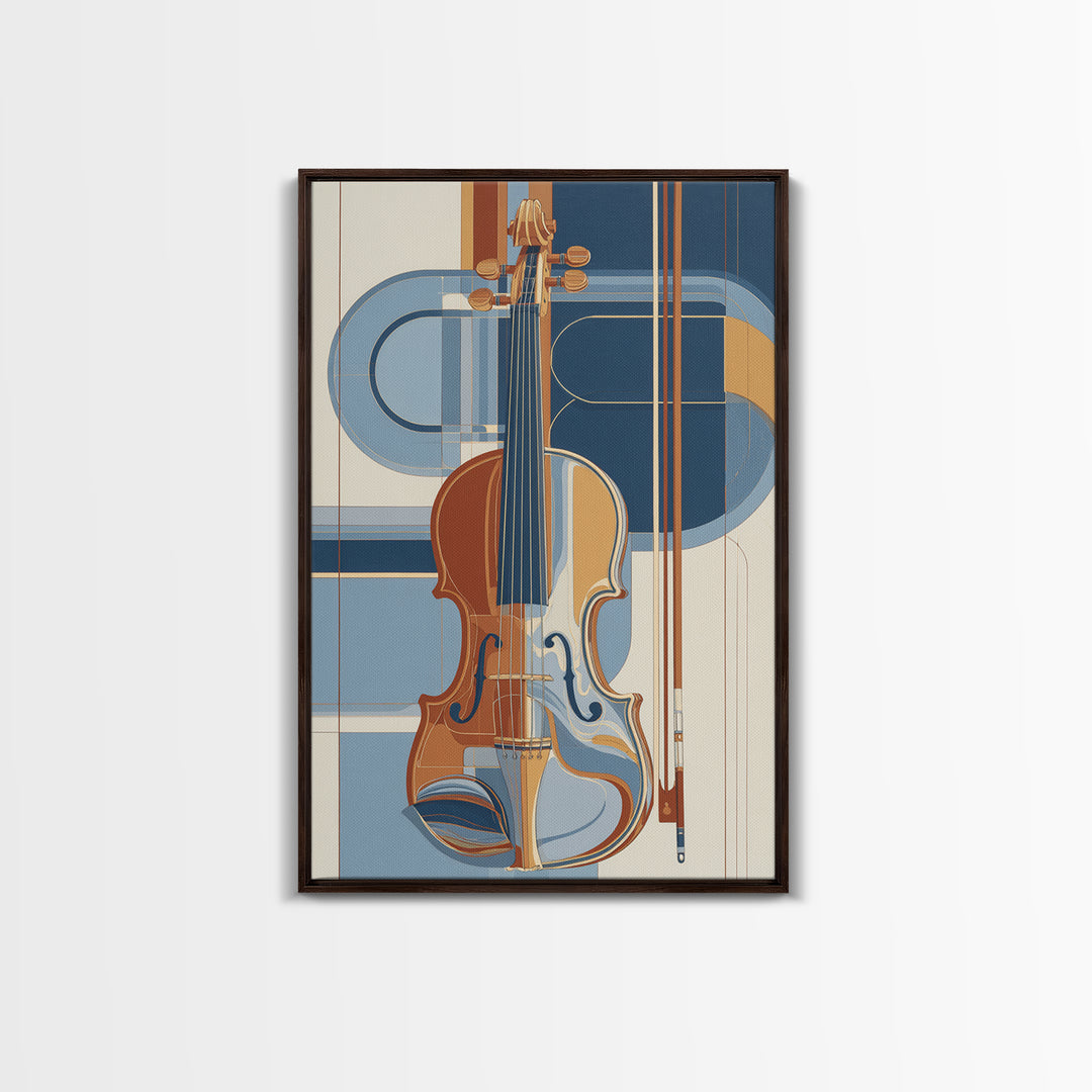 Single Line Violin and Bow Canvas Print, Line Art, Gallery Wall Set, Living Room Decor, Abstract Art, Line, Textured Painting, LIN-2x3-79