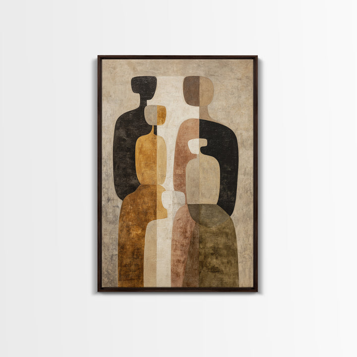 Abstract Family Figures Framed Canvas Print, Line Art, Room Decor, Living Room Decor, Oil Painting, Line, Digital Wall Art, LIN-2x3-8