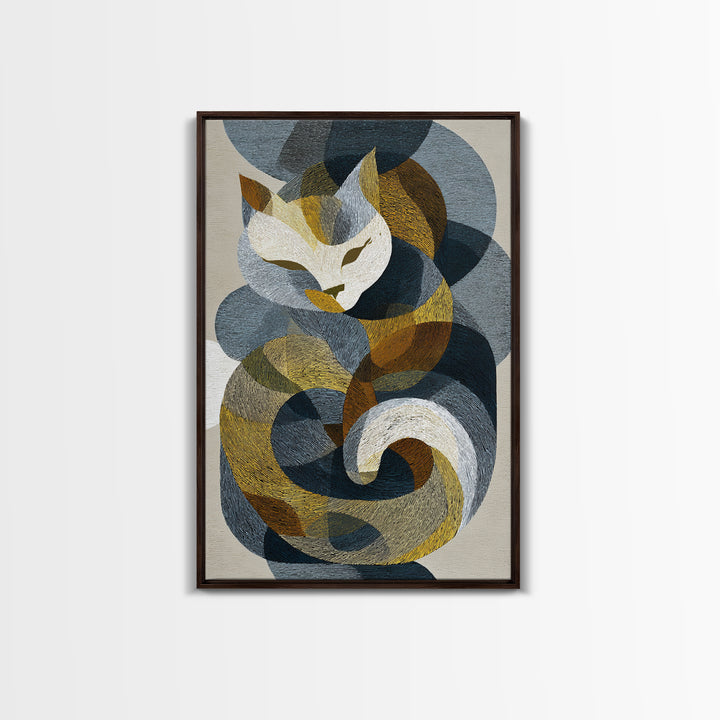 Monoline Cat Stretching Canvas Print, Line Art, Living Room Wall Art, Living Room Decor, Fine Art, Line, Aesthetic Prints, LIN-2x3-86