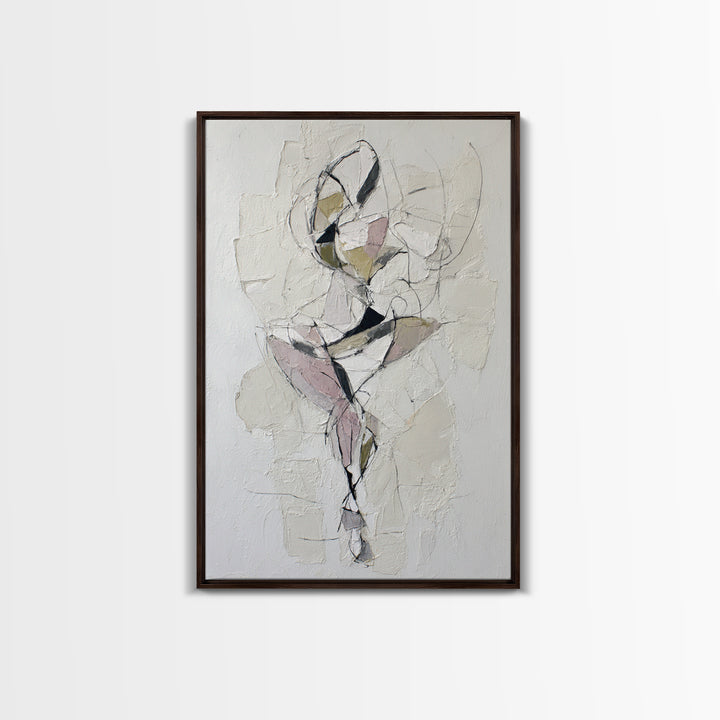 Continuous Line Dancer Framed Canvas Print, Line Art, Textured Painting, Living Room Decor, Fine Art, Line, Canvas Art, LIN-2x3-87