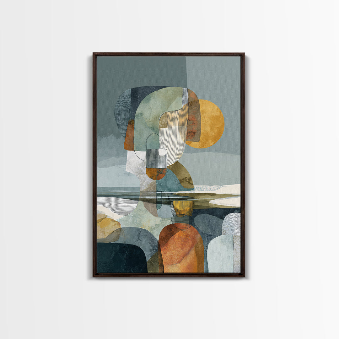 Line Art Shell and Coastal Forms Canvas Print, Line Art, Minimalist Decor, Living Room Decor, Abstract Art, Line, Boho Wall Art, LIN-2x3-95
