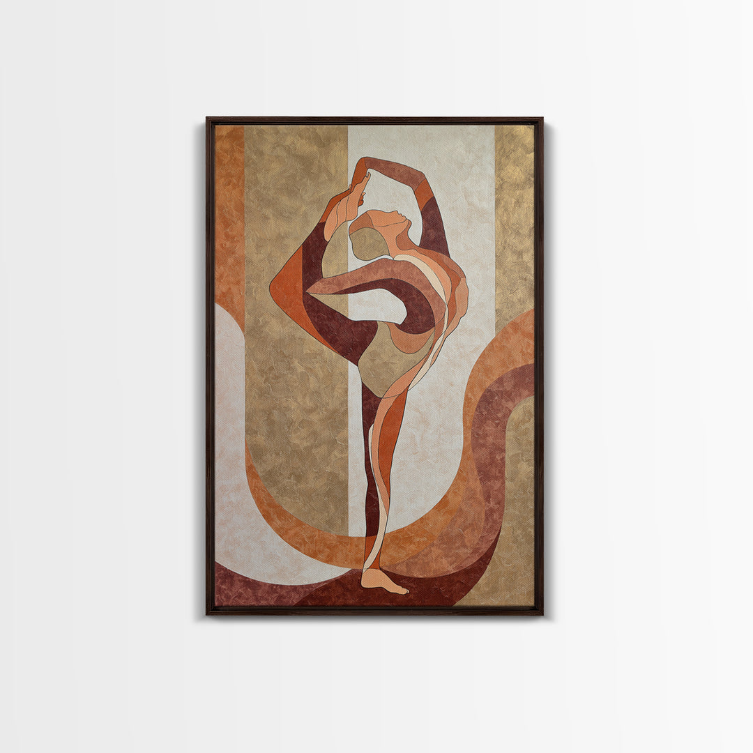 Single Line Yoga Pose Framed Canvas Print, Line Art, Black and White Art, Living Room Decor, Abstract Art, Line, LIN-2x3-97