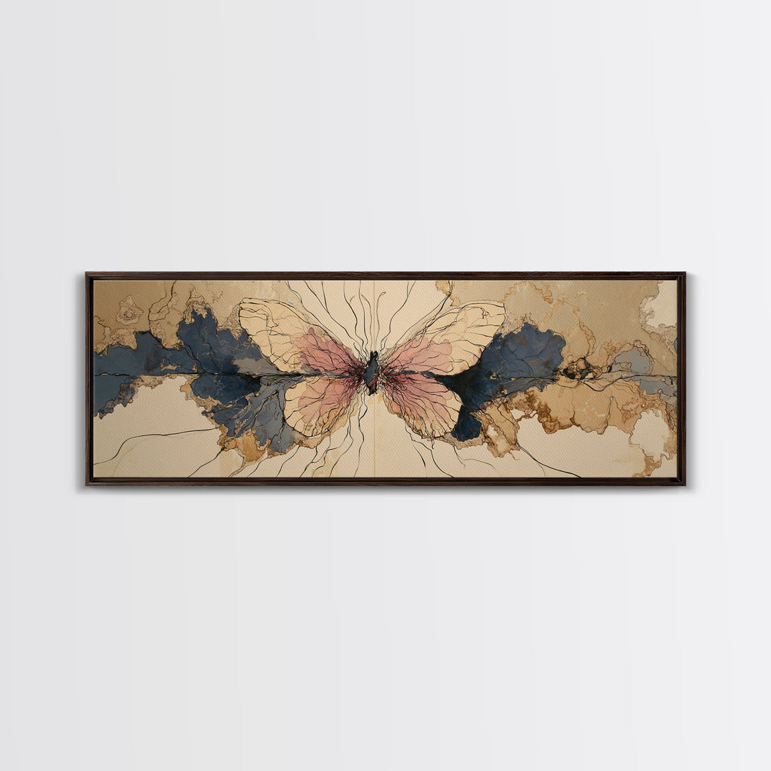 Line Art Butterfly Canvas Print, Line Art, Art Print, Living Room Decor, Abstract Art, Line, Digital Wall Art, LIN-3x1-14