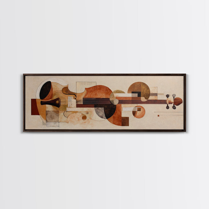 Single Line Violin and Bow Framed Canvas Print, Line Art, Statement Artwork, Living Room Decor, Fine Art, Line, Custom Portrait, LIN-3x1-15