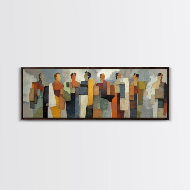 Abstract Family Figures Canvas Print, Line Art, Jesus Wall Art, Living Room Decor, Fine Art, Line, Statement Artwork, LIN-3x1-16