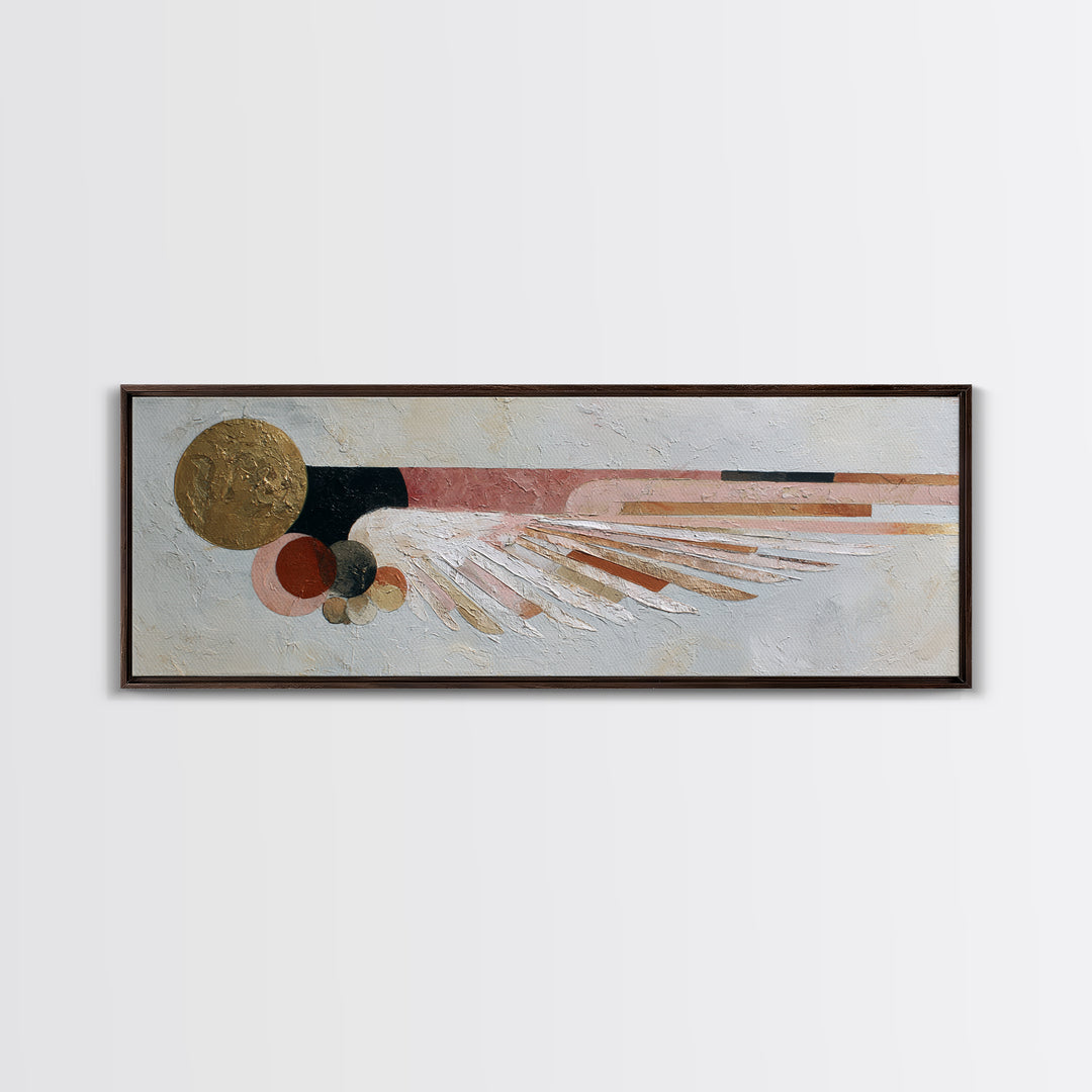 Minimal Angel Wing Contour Framed Canvas Print, Line Art, Aesthetic Prints, Living Room Decor, Abstract Art, Line, Wall Art, LIN-3x1-37
