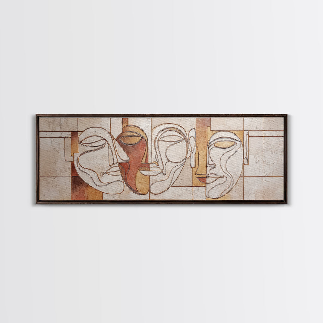 Continuous Line Female Face Canvas Print, Line Art, Art Print, Living Room Decor, Fine Art, Line, Printable Wall Art, LIN-3x1-41